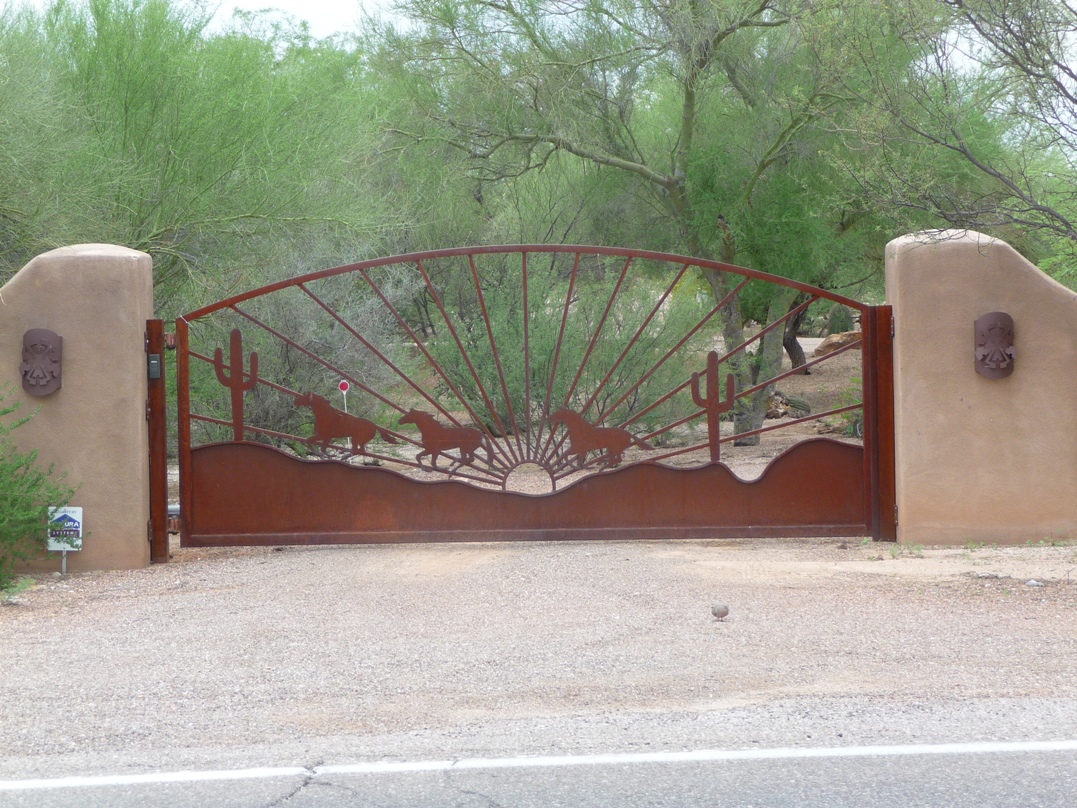 Rustic Wrought Iron Driveway Gates